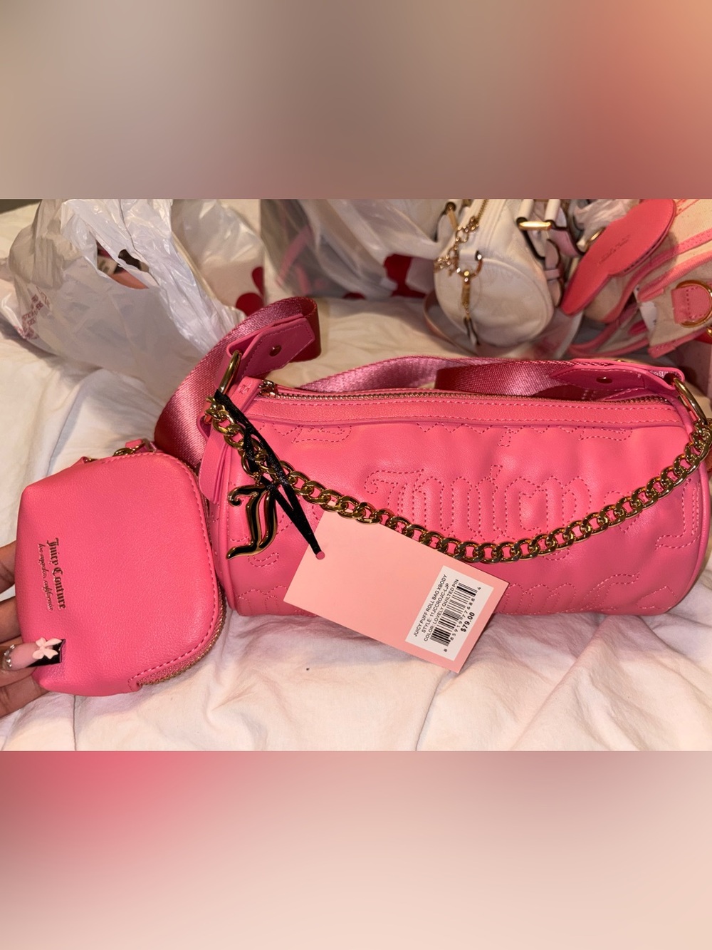 Juicy Couture Pink “Juicy Puff Roll” Crossbody & Coin Pouch
